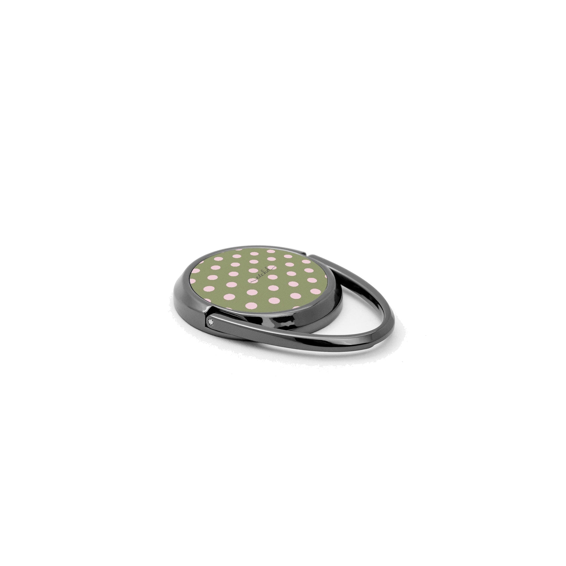 Pink And Green Polka Dot Phone Ring Holder by etchd, view 2