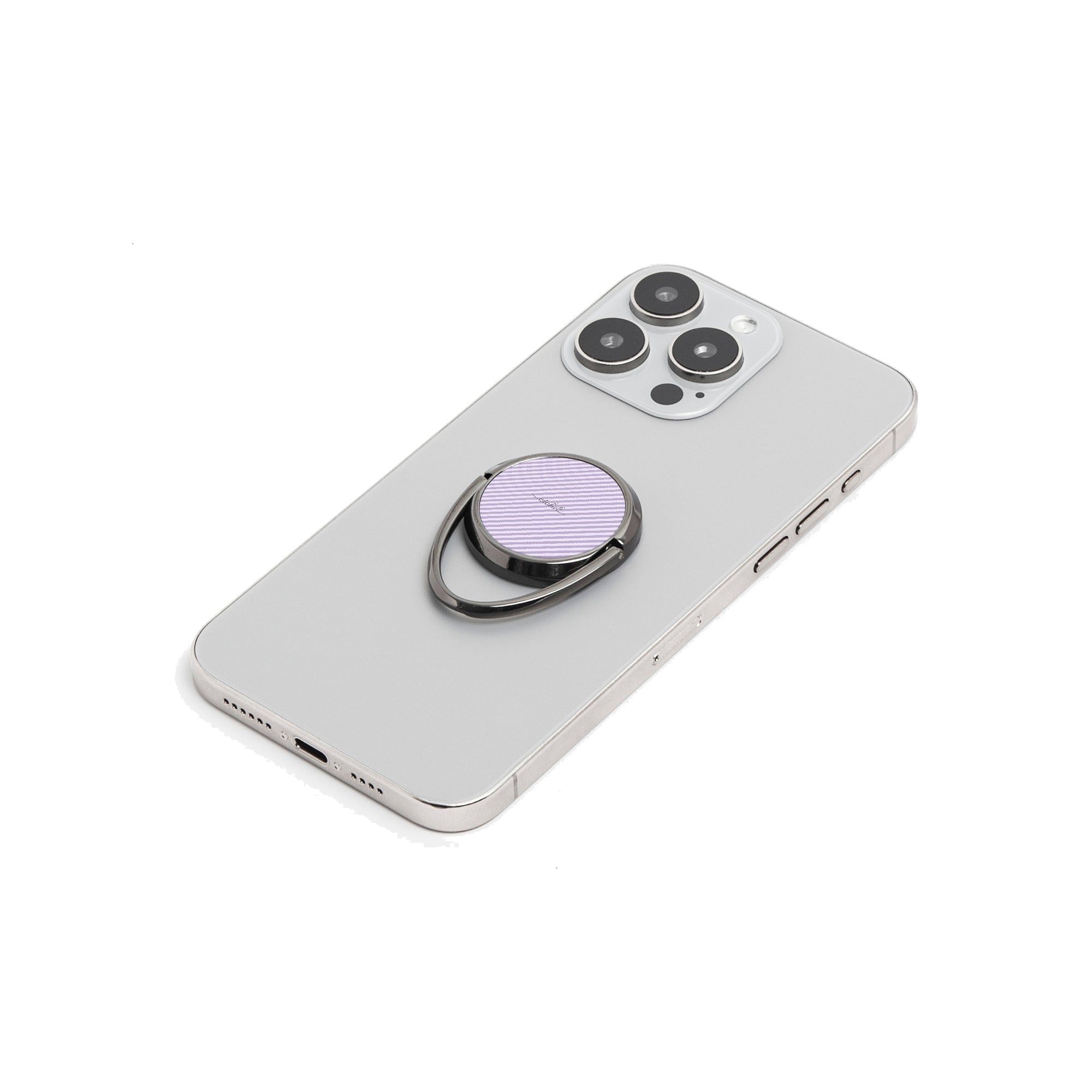 Lilac & Cream Striped Diagonal Phone Ring Holder by etchd, view 6