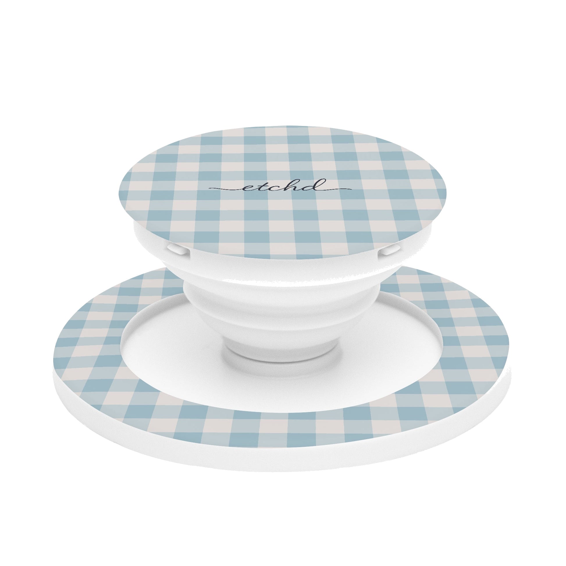 Cornflower & White Gingham Phone Grip And Stand by etchd