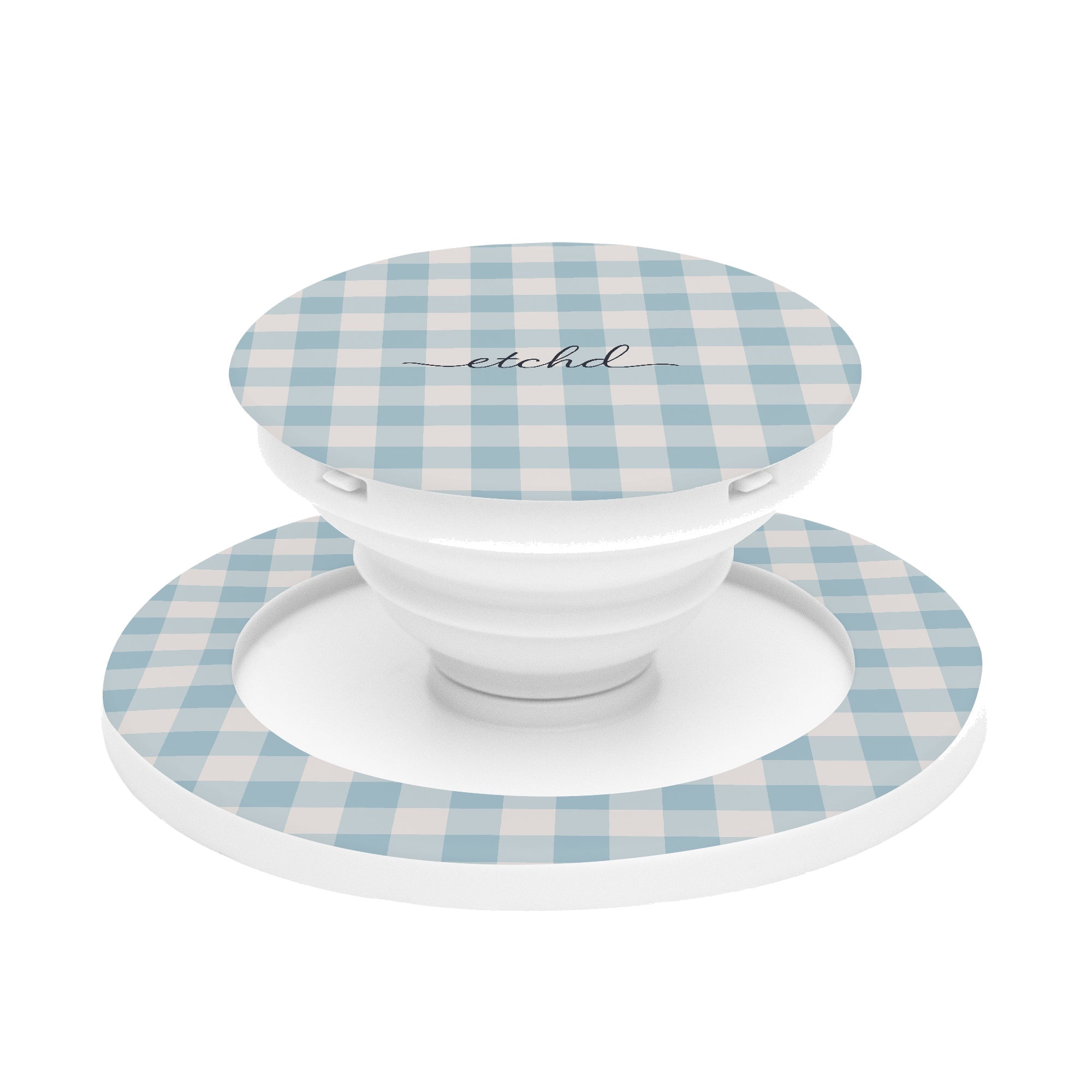 Cornflower & White Gingham Phone Grip And Stand by etchd