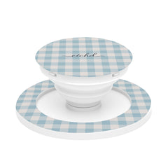 Cornflower & White Gingham Phone Grip And Stand by etchd