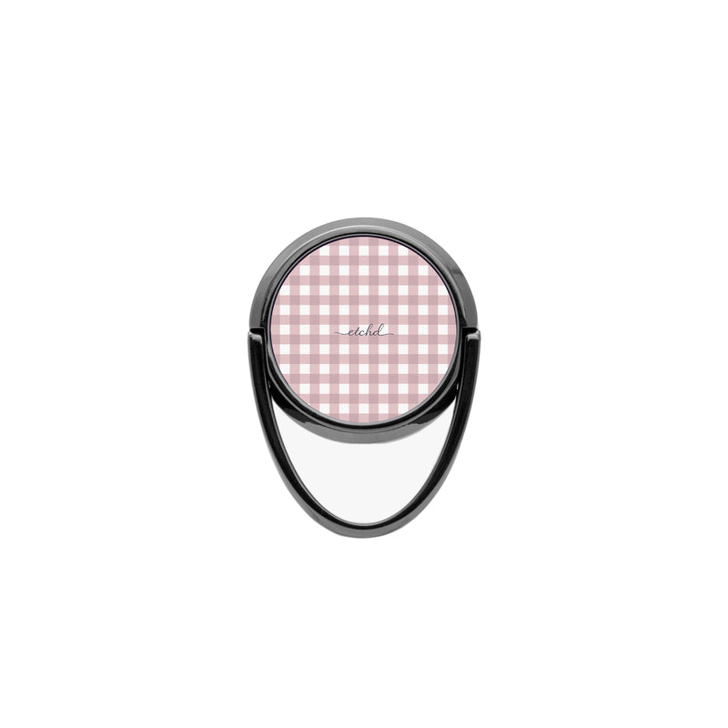 Pink & White Gingham Anillo soporte para móvil-zoom-