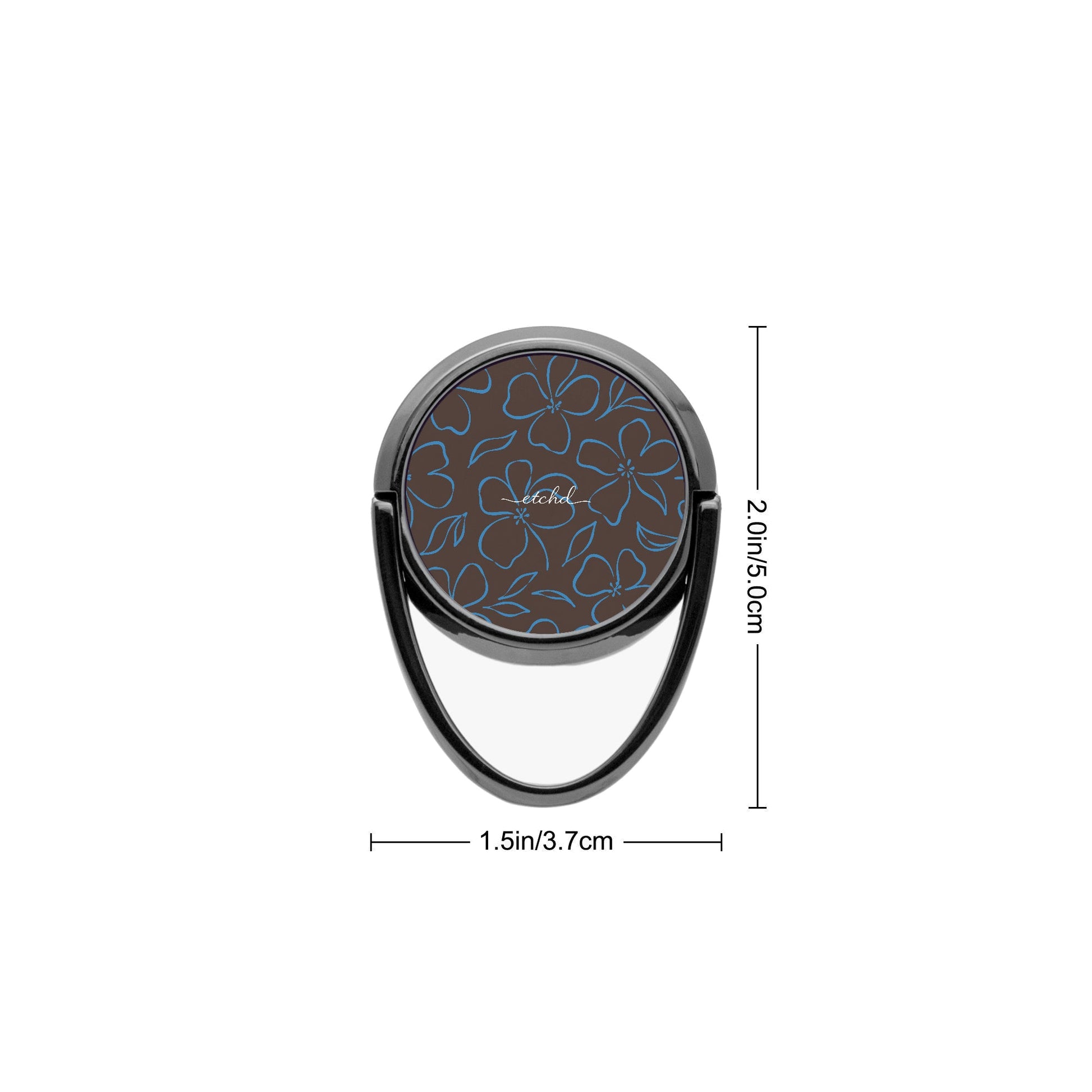 Espresso & Cerulean Floral Phone Ring Holder by etchd, view 3