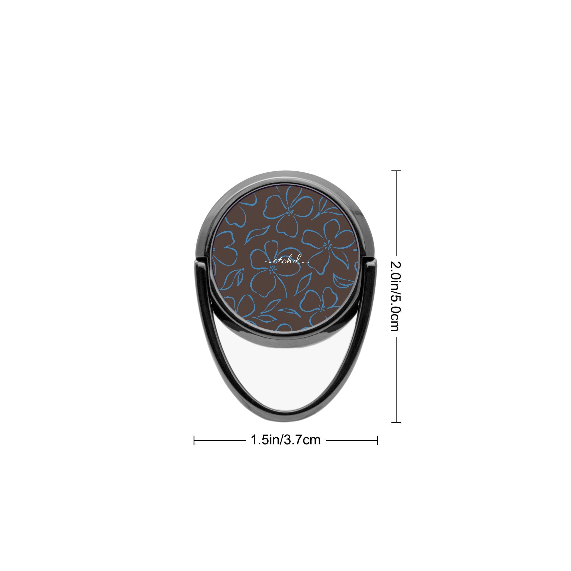 Espresso & Cerulean Floral Phone Ring Holder by etchd, view 3
