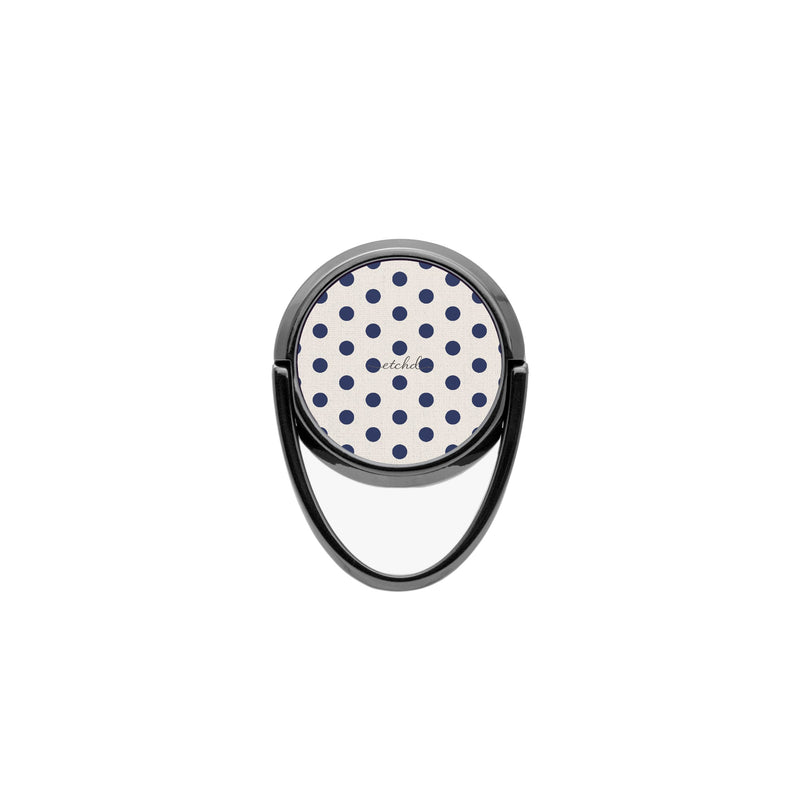 Navy & Cream Polka Dot Handyring-Halterung-zoom-