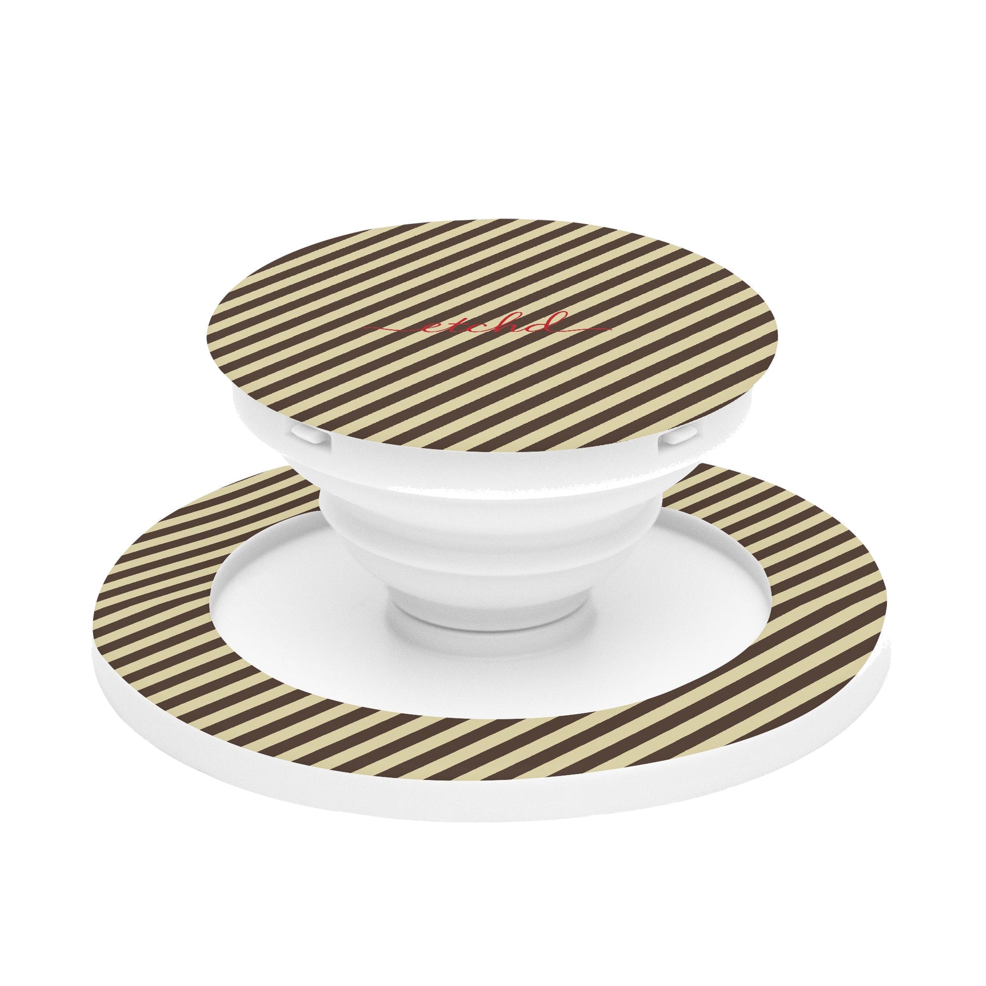 Butter Yellow And Brown Striped Diagonal Phone Grip And Stand by etchd