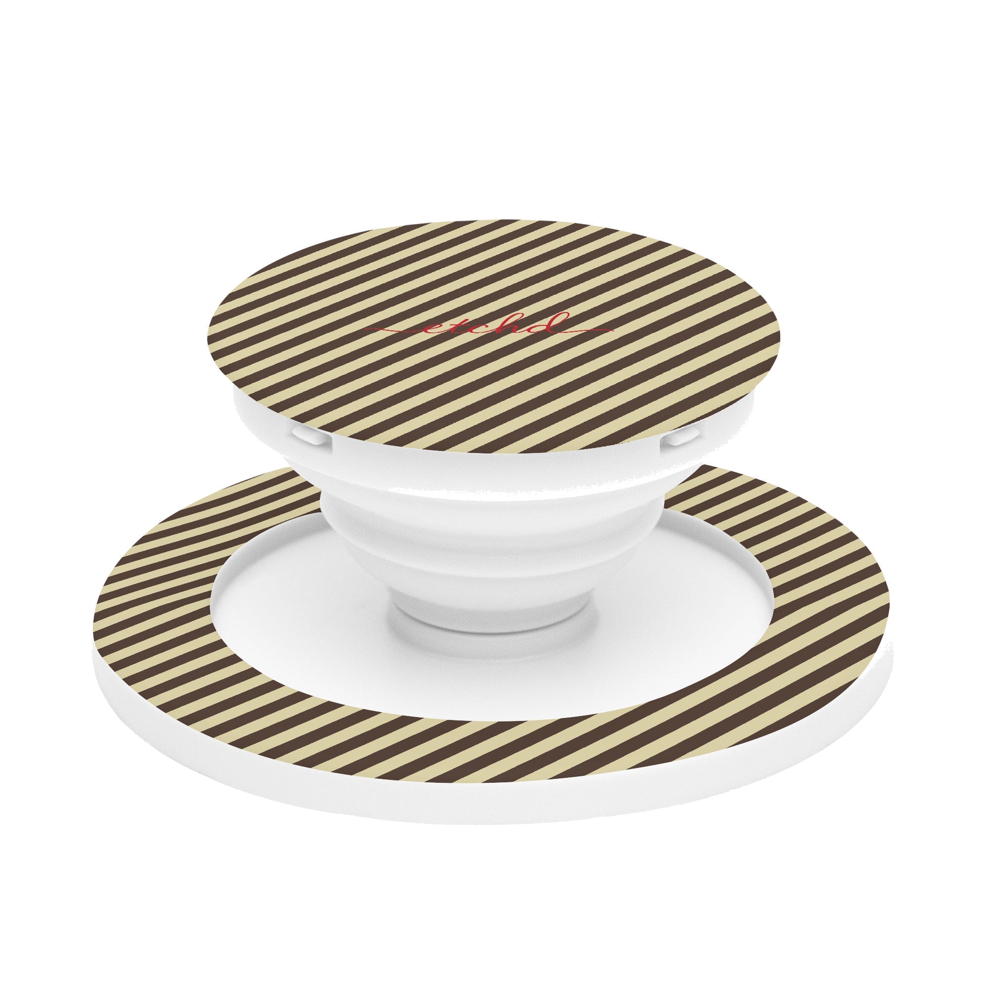 Butter Yellow And Brown Striped Diagonal Phone Grip And Stand by etchd
