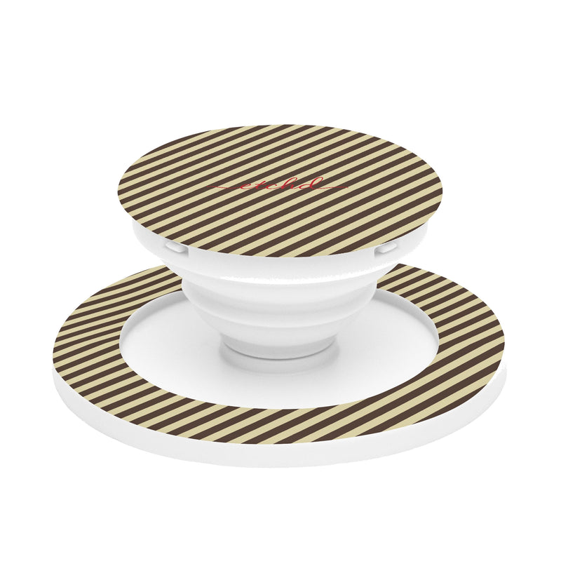 Butter Yellow And Brown Striped Diagonal Handy-Halterung mit Ständer-zoom-