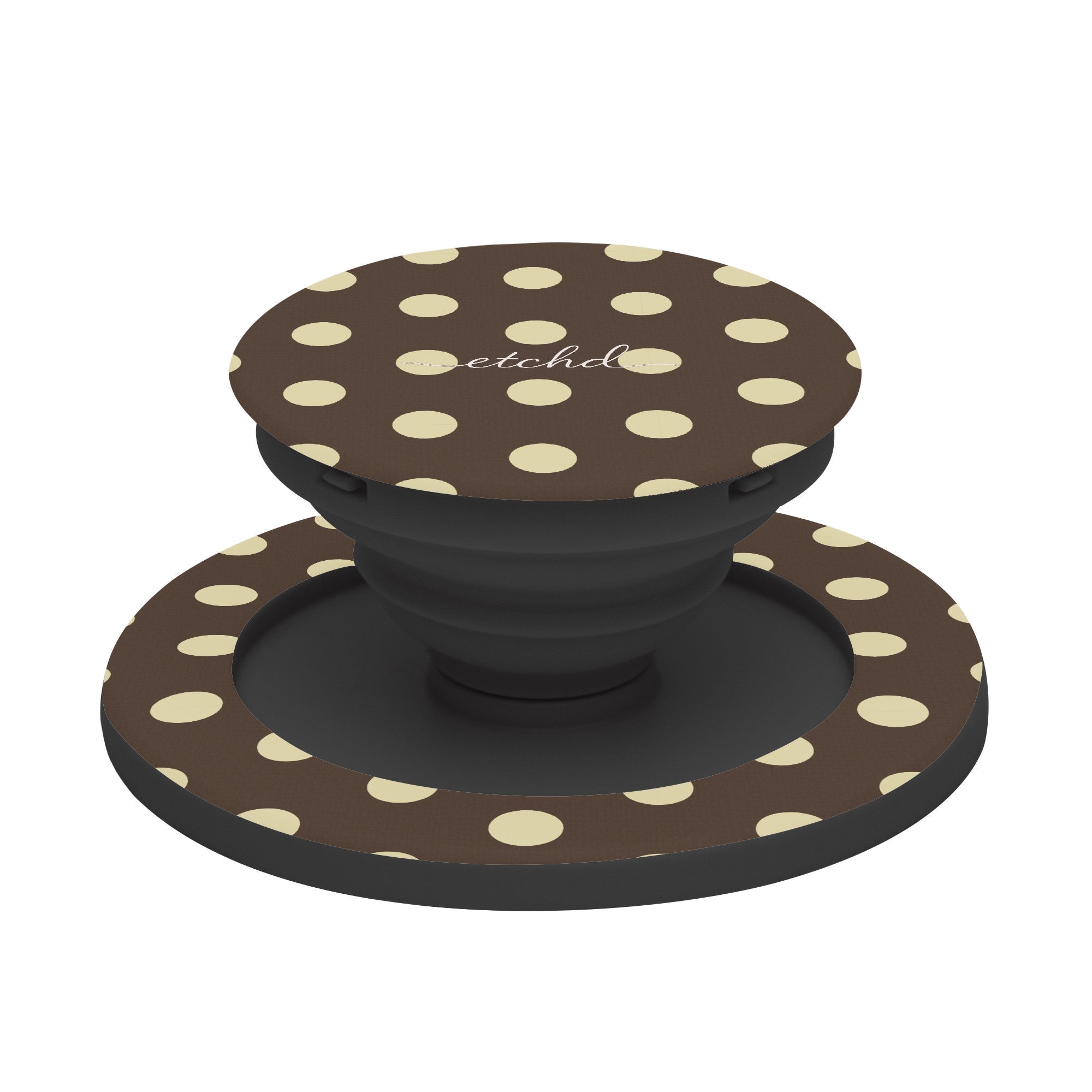 Brown And Butter Yellow Polka Dot Phone Grip And Stand by etchd, view 6