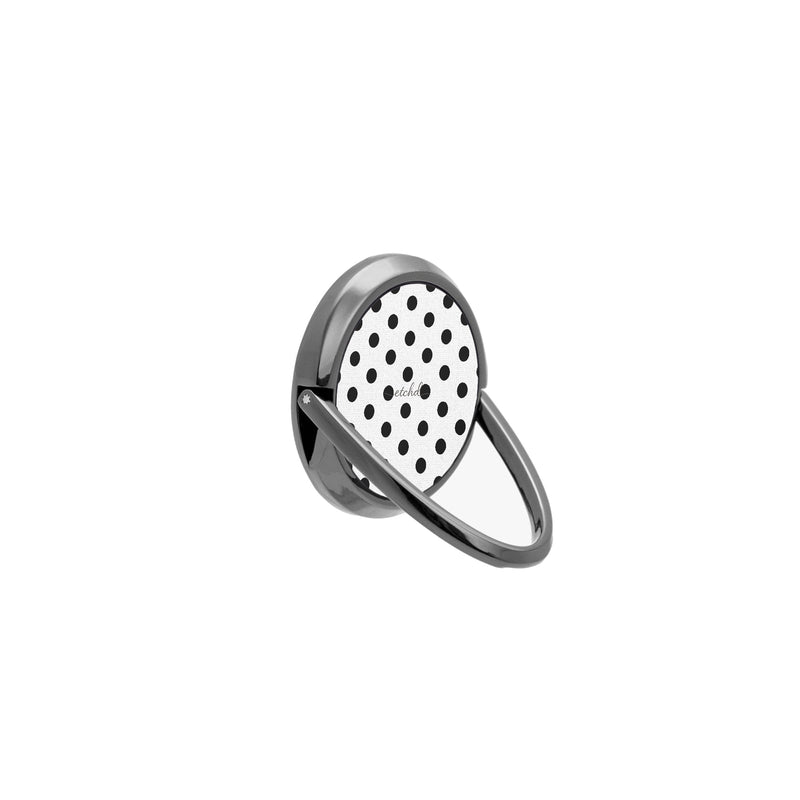 Black & White Polka Dot Handy-Ring-Halterung-zoom-