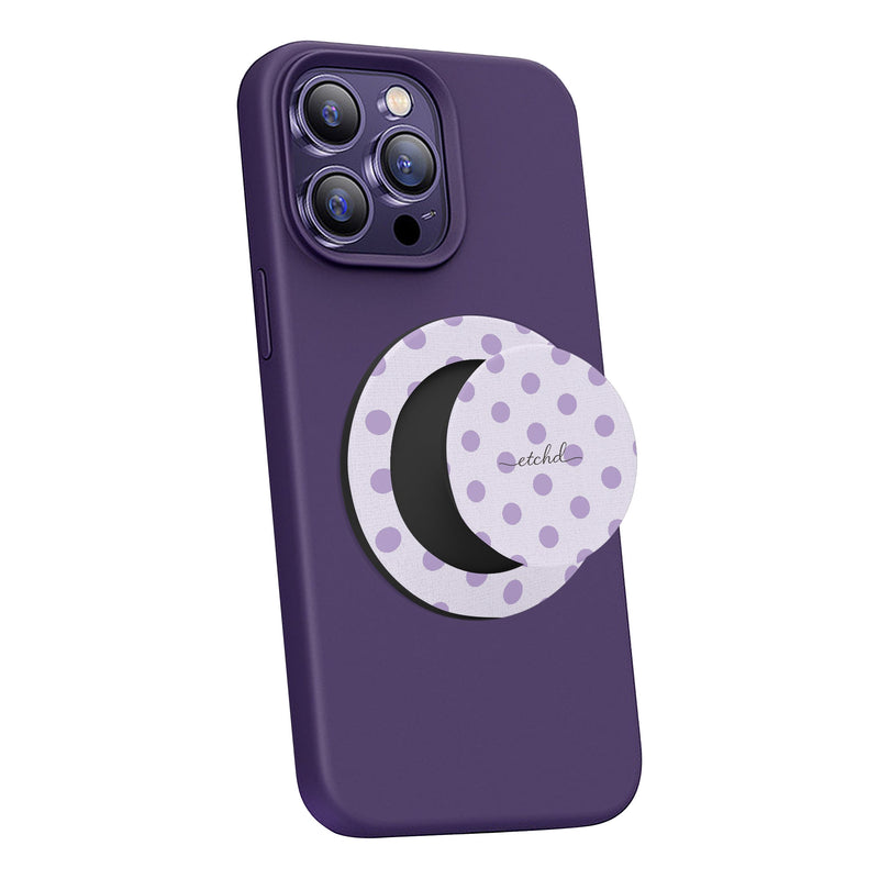 Lilac Polka Dot Handy-Halterung und Ständer-zoom-