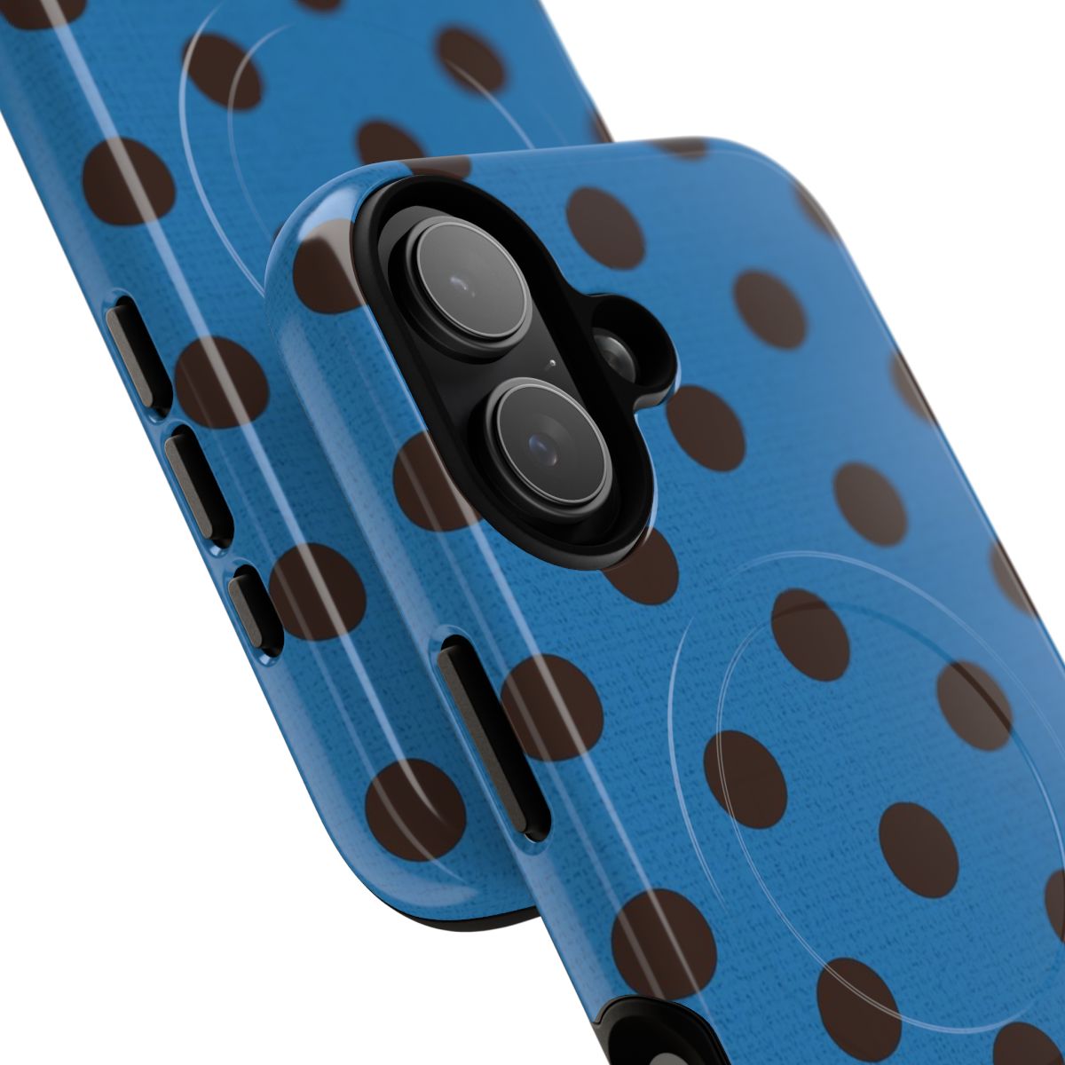 Espresso & Cerulean Polka Dot Magnetic Phone Case by etchd, view 87