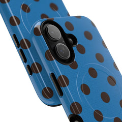 Espresso & Cerulean Polka Dot Magnetic Phone Case by etchd, view 87