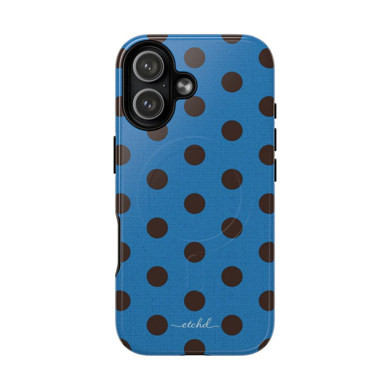 Espresso & Cerulean Polka Dot Magnetic Phone Case by etchd, view 25