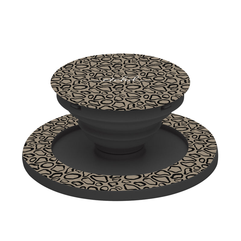 Abstract Print Taupe Phone Grip And Stand-zoom-