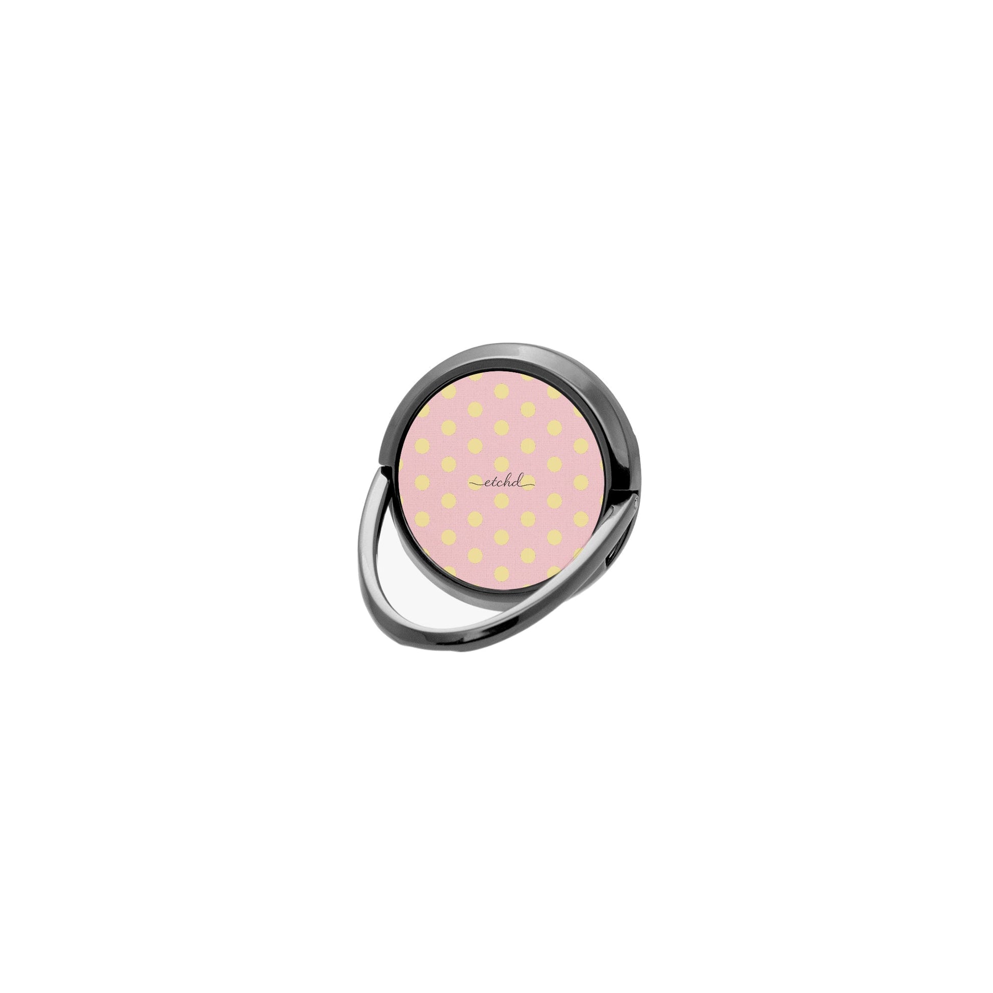 Butter And Pink Polka Dot Phone Ring Holder by etchd