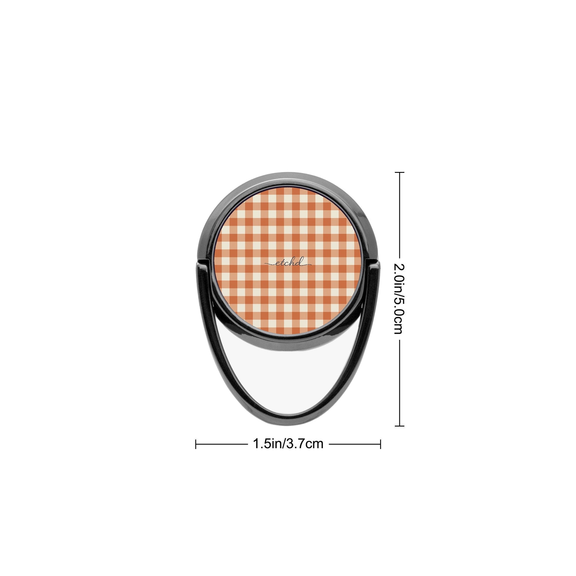 Terracotta & Cream Gingham Anello supporto per telefono di etchd, vista 3