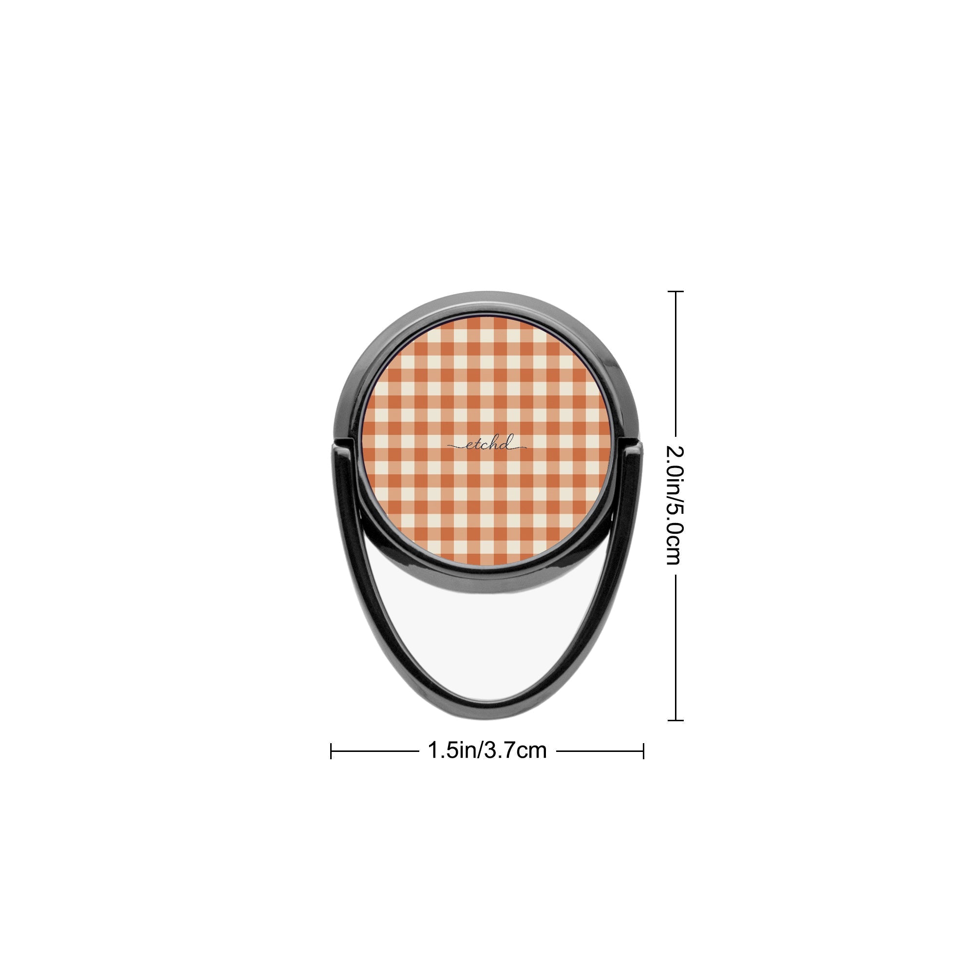 Terracotta & Cream Gingham Anello supporto per telefono di etchd, vista 3