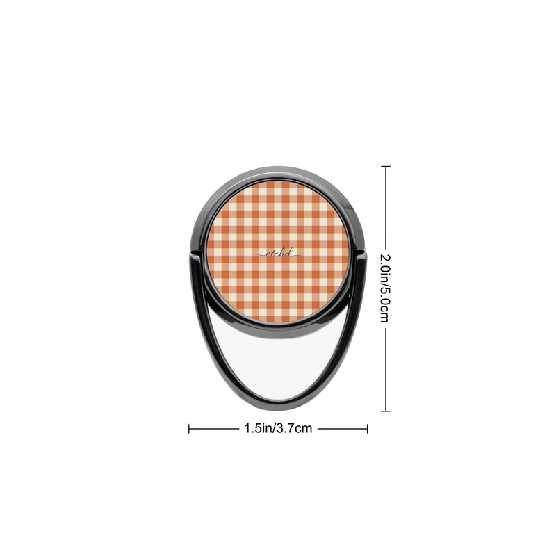 Terracotta & Cream Gingham Anello supporto per telefono-zoom-