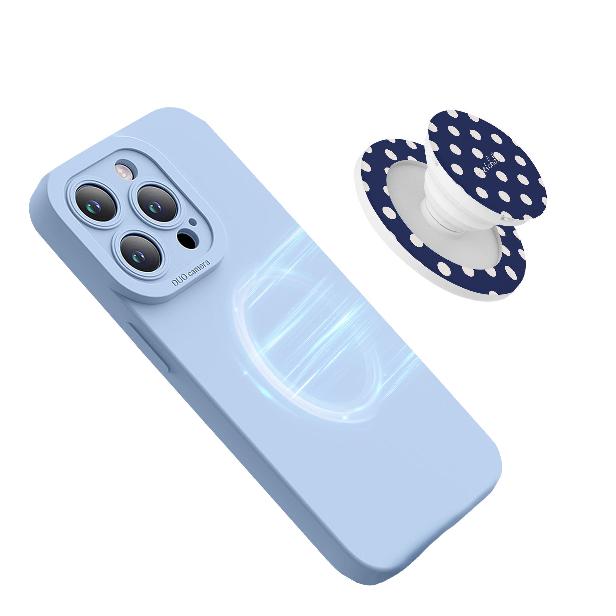 Cream & Navy Polka Dot Phone Grip And Stand by etchd, view 8