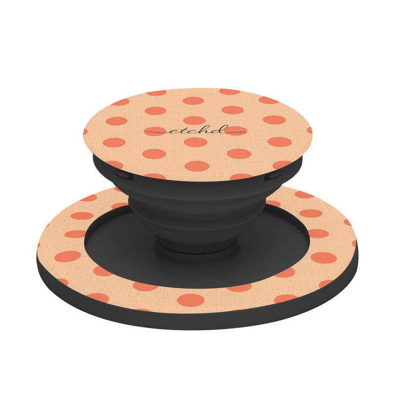 Coral And Peach Polka Dot Phone Grip And Stand-zoom-