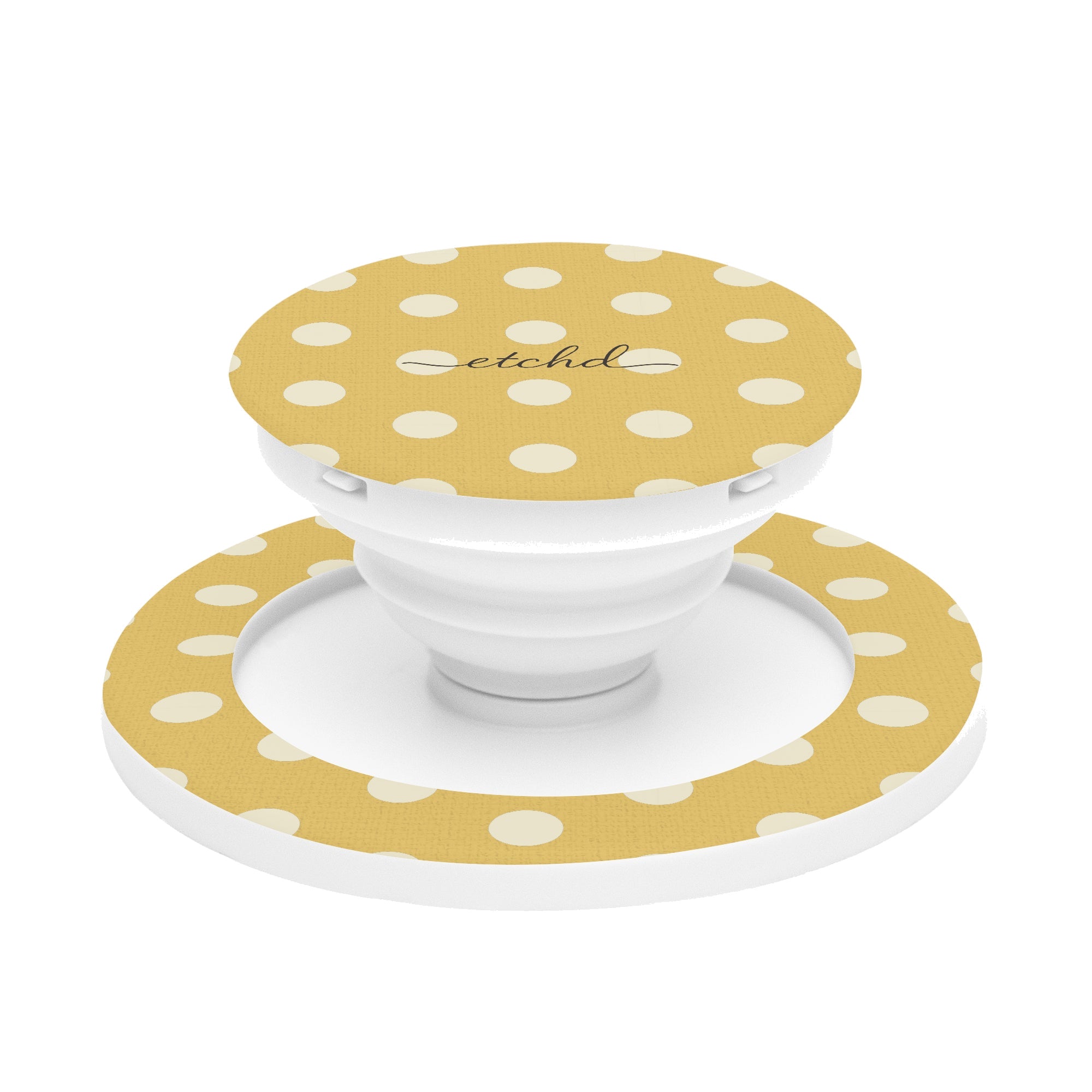 Cream & Butter Polka Dot Phone Grip And Stand by etchd