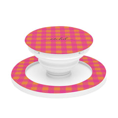 Pink & Orange Gingham Anello e supporto per telefono di etchd