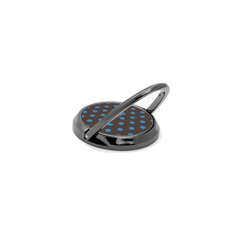 Cerulean And Espresso Polka Dot Phone Ring Holder-zoom-