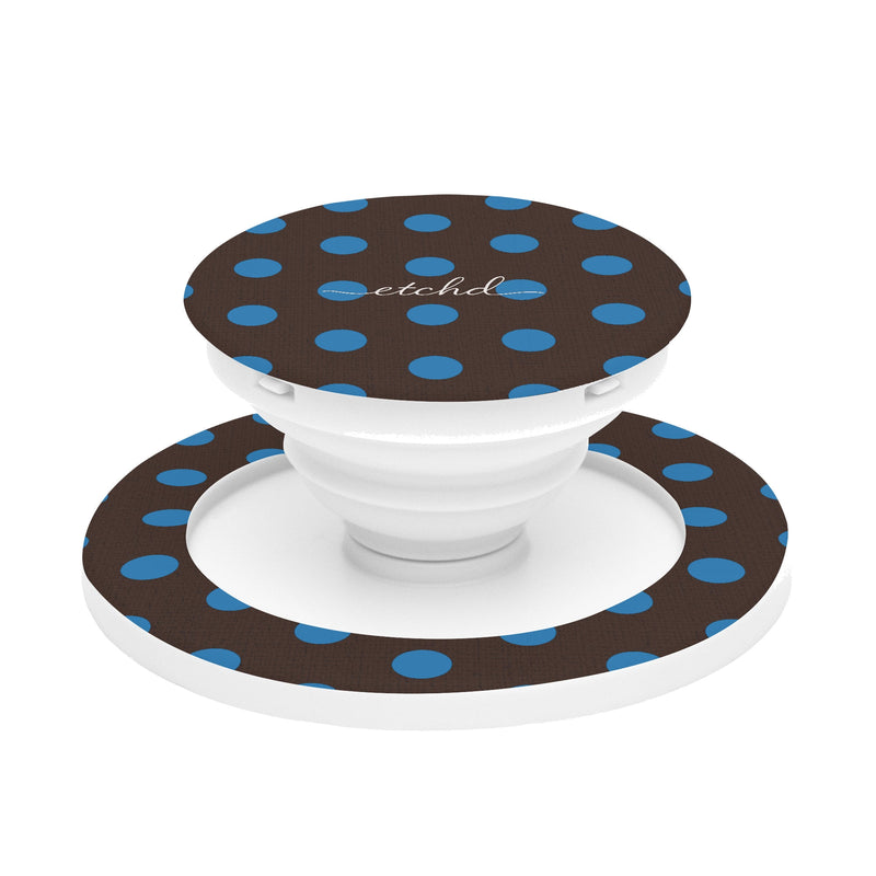 Cerulean And Espresso Polka Dot Phone Grip And Stand-zoom-