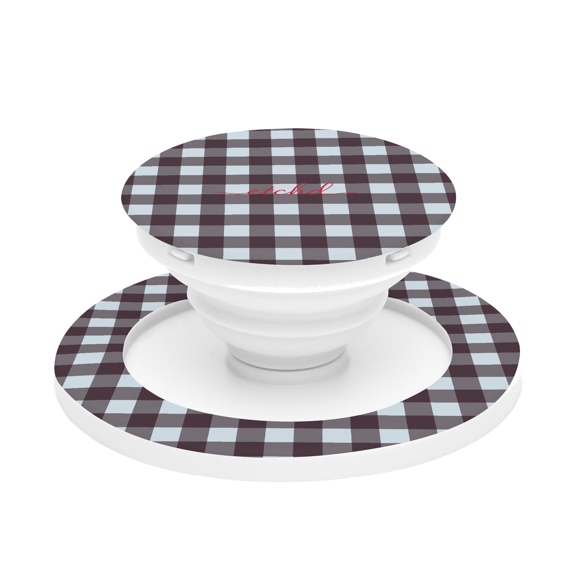 Blue & Plum Gingham Anello e supporto per telefono di etchd