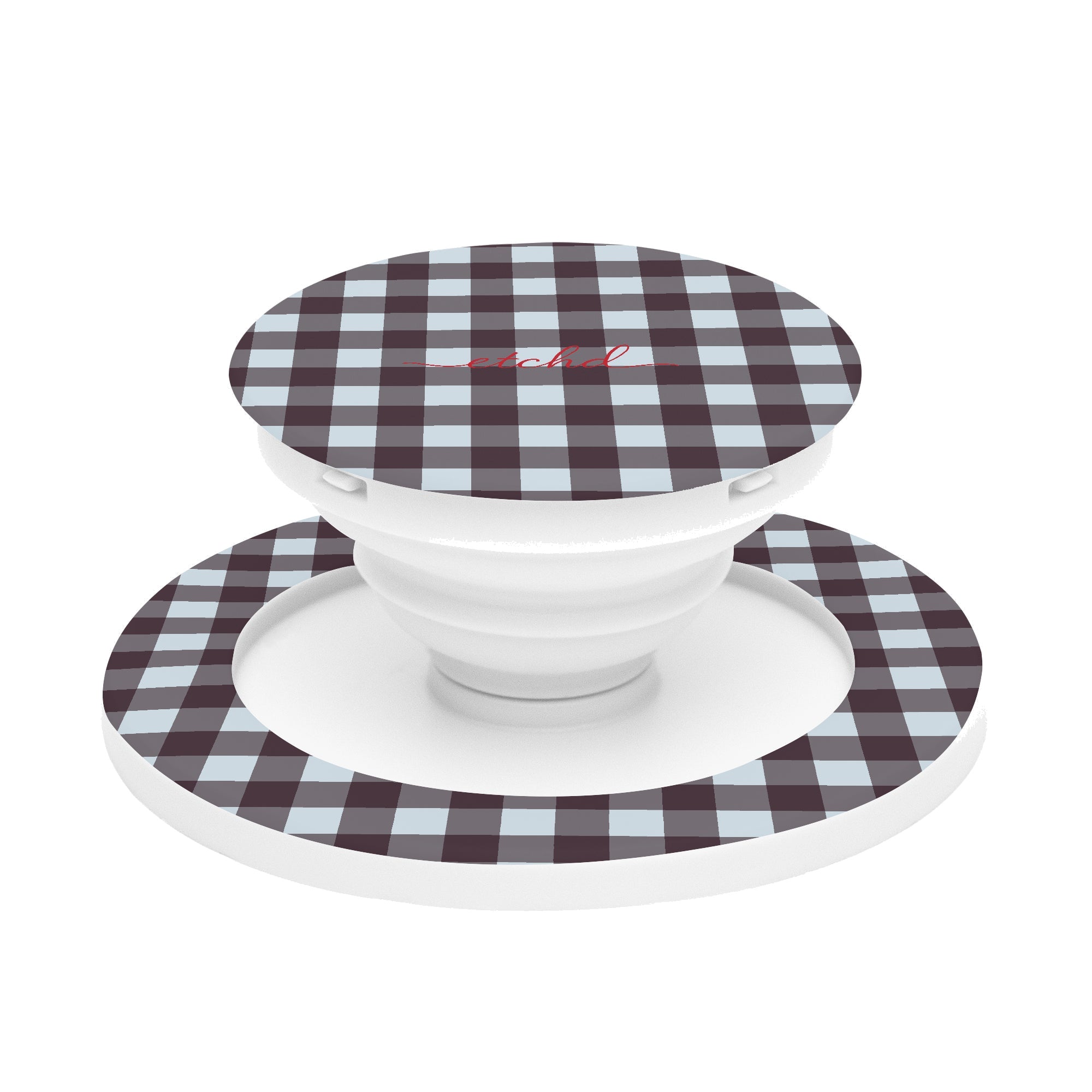 Blue & Plum Gingham Phone Grip And Stand by etchd