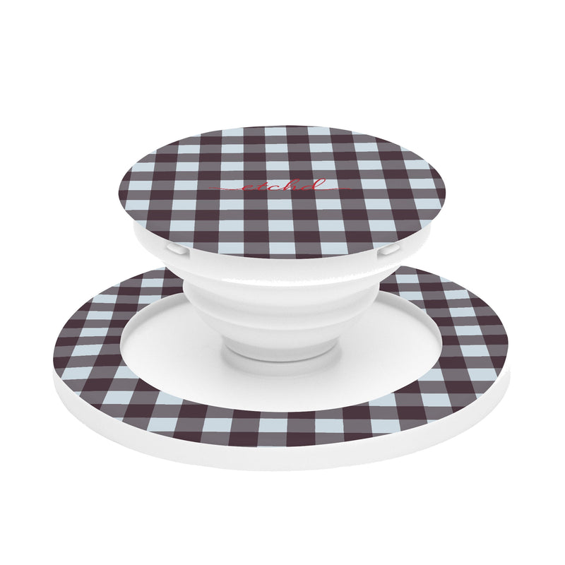 Blue & Plum Gingham Anello e supporto per telefono-zoom-