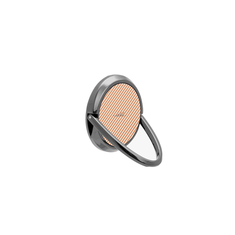 Terracotta & Cream Striped Diagonal Phone Ring Holder-zoom-