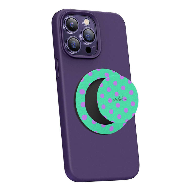 Lilac And Hypermint Polka Dot Phone Grip And Stand-zoom-