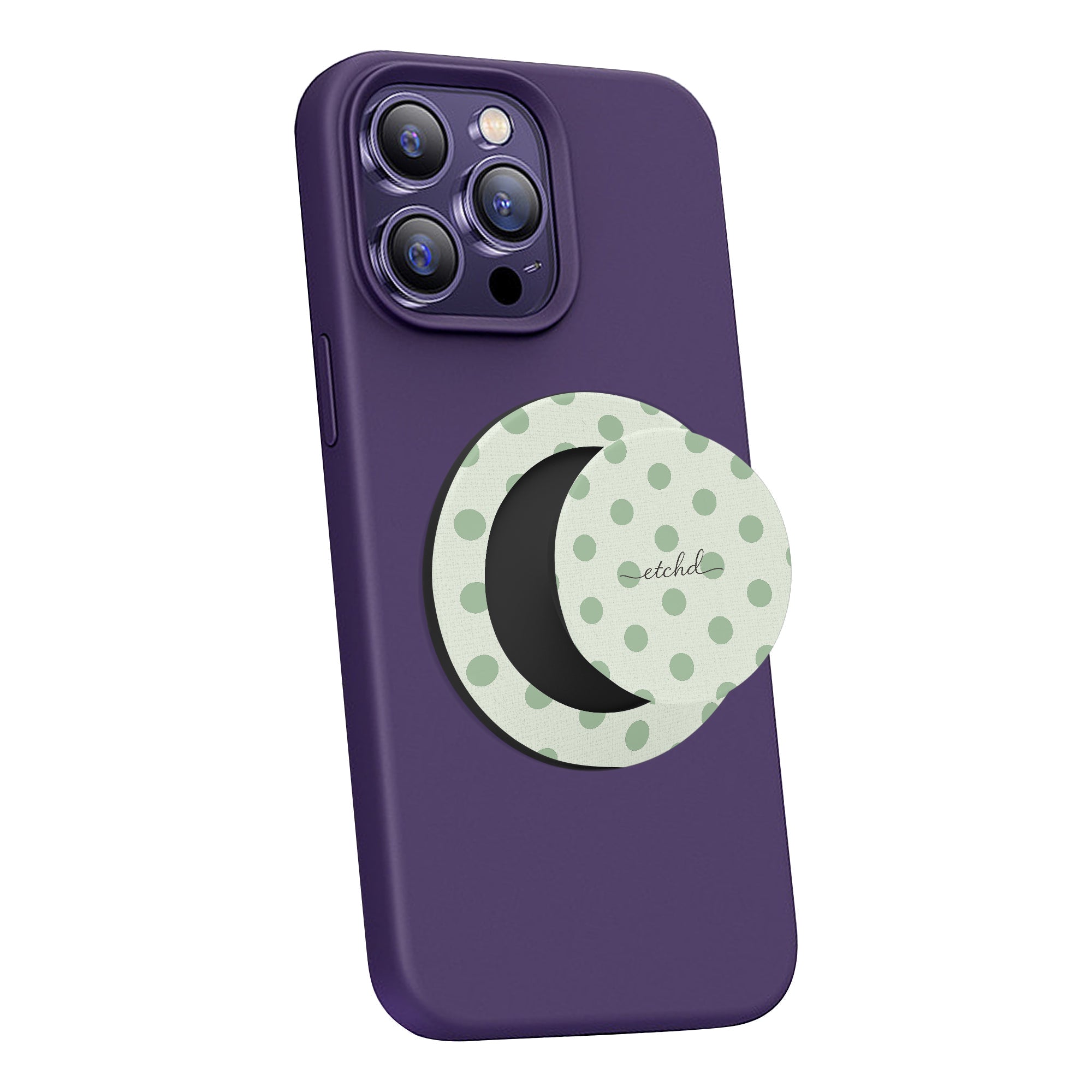 Sage Polka Dot Phone Grip And Stand by etchd, view 4