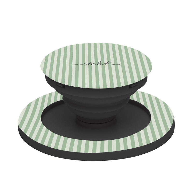 Sage & Cream Striped Phone Grip And Stand-zoom-