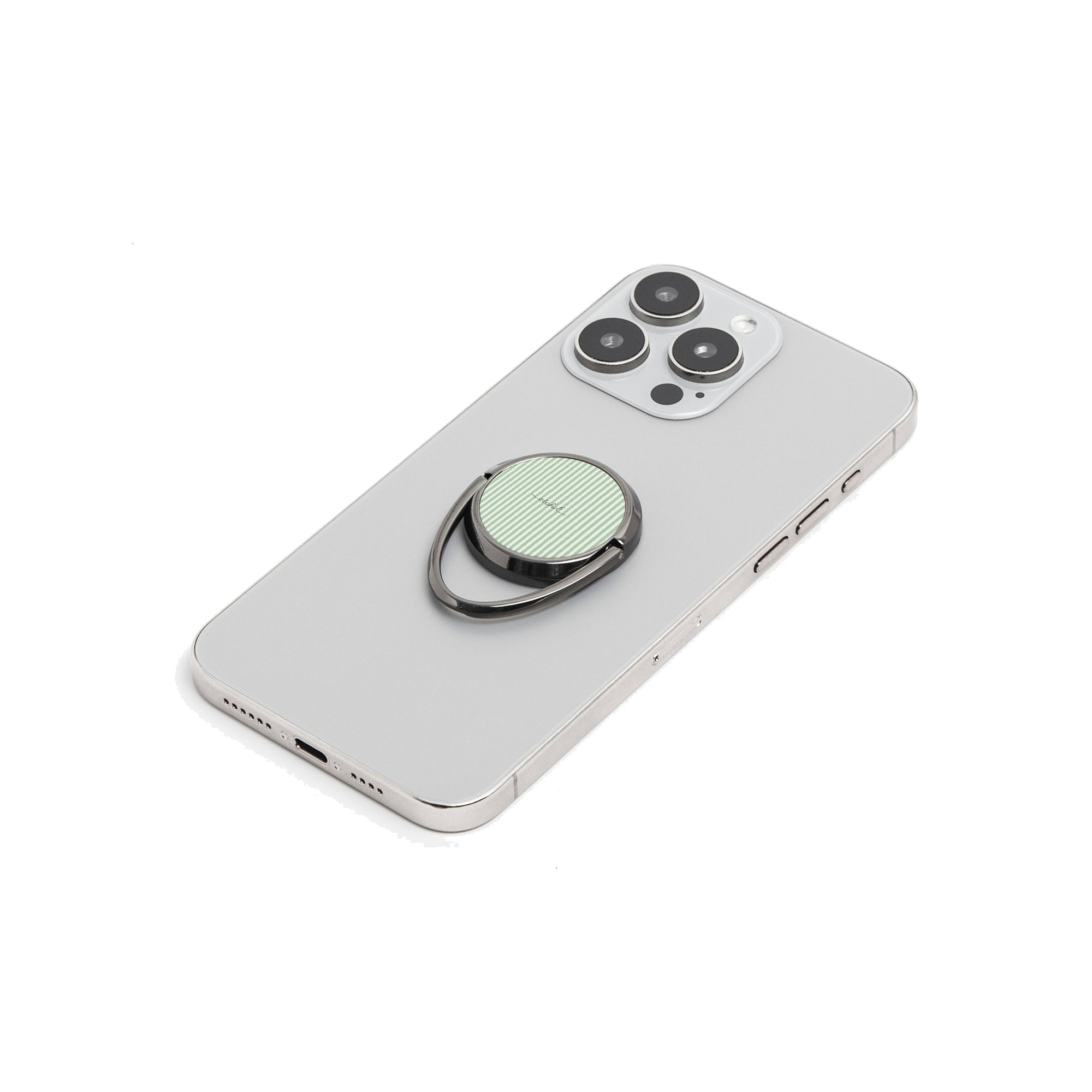 Sage & Cream Striped Phone Ring Holder by etchd, view 6