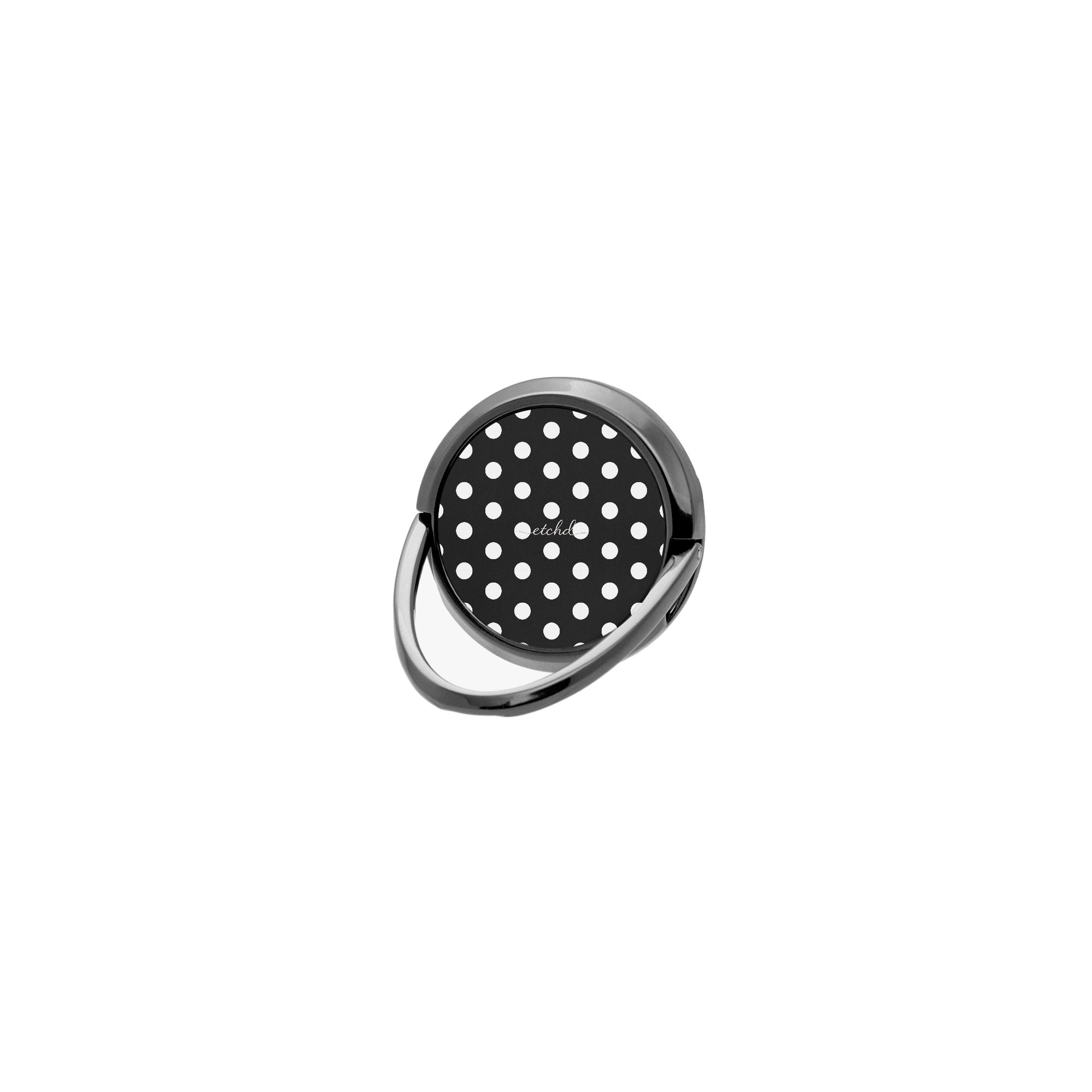 White & Black Polka Dot Phone Ring Holder by etchd