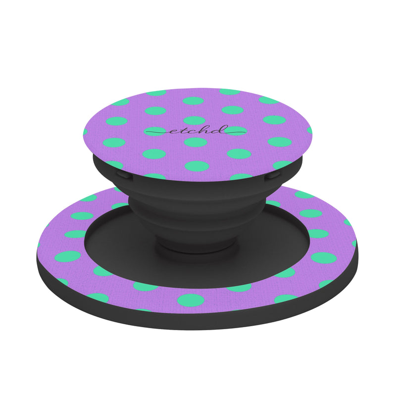 Hypermint And Lilac Polka Dot Phone Grip And Stand-zoom-