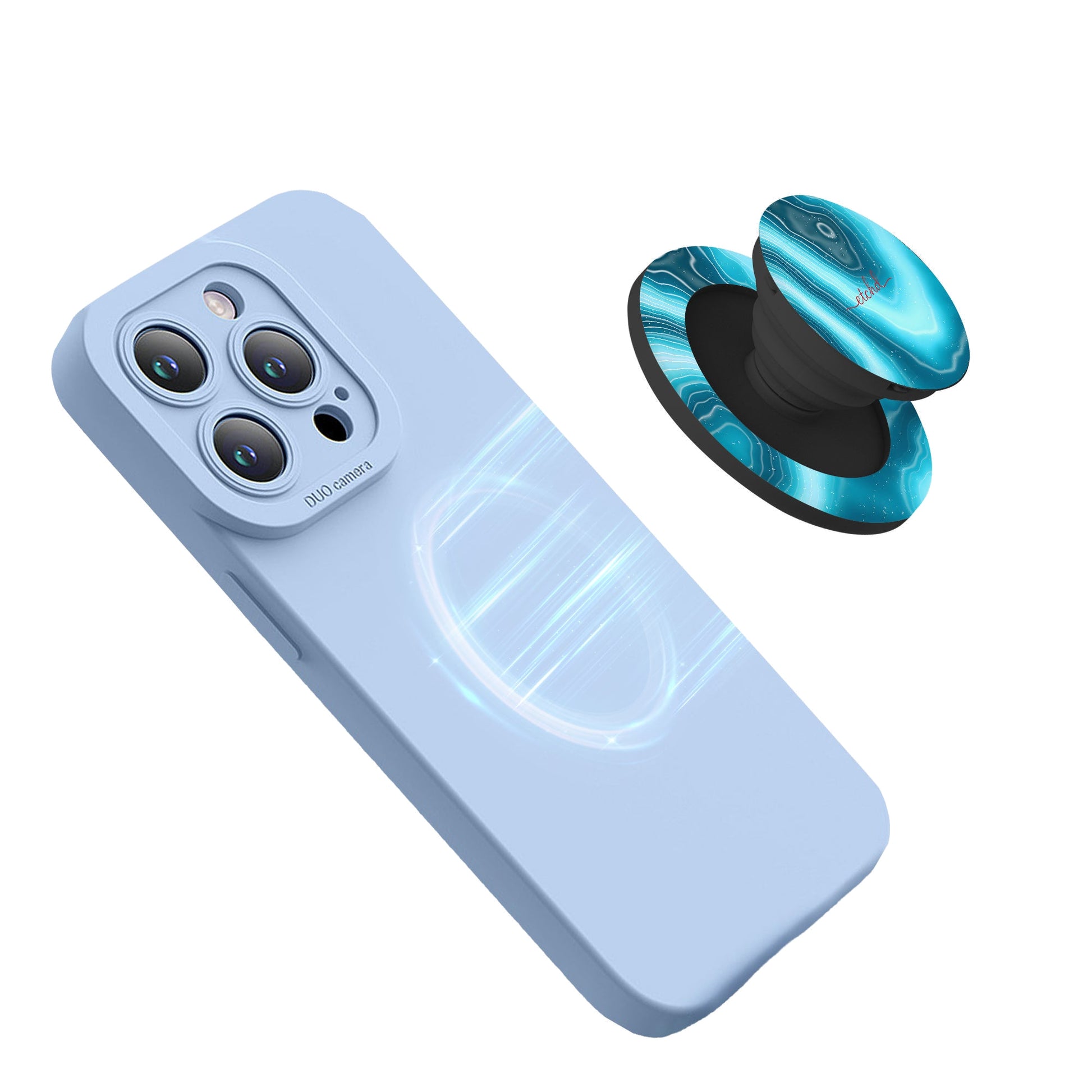 Aquamarine Phone Grip And Stand by etchd, view 5