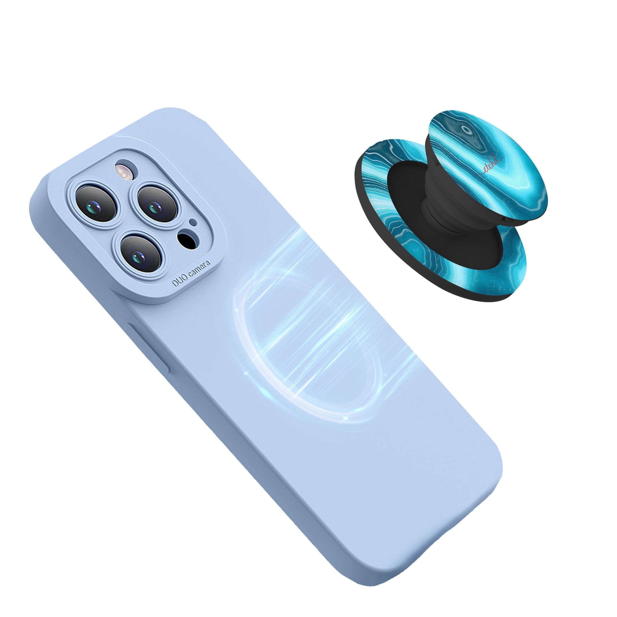 Aquamarine Phone Grip And Stand by etchd, view 5