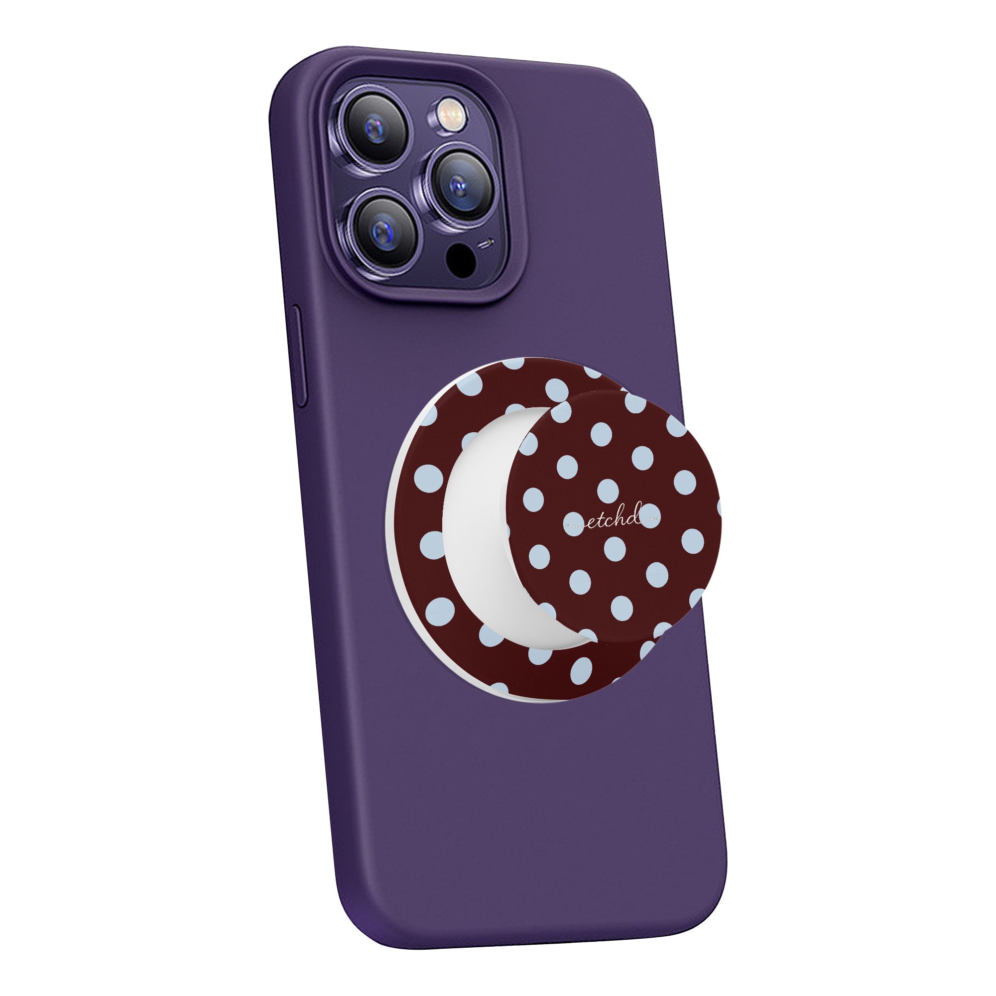 Cherry & Blue Polka Dot Phone Grip And Stand by etchd, view 7
