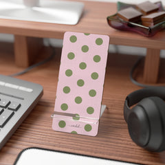 Green & Pink Polka Dot Supporto per telefono di etchd, vista 3