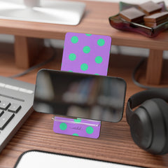 Hypermint & Lilac Polka Dot Phone Stand by etchd, view 4