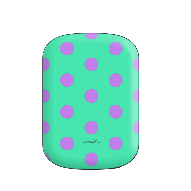 Lilac And Hypermint Polka Dot Magnetic Powerbank by etchd