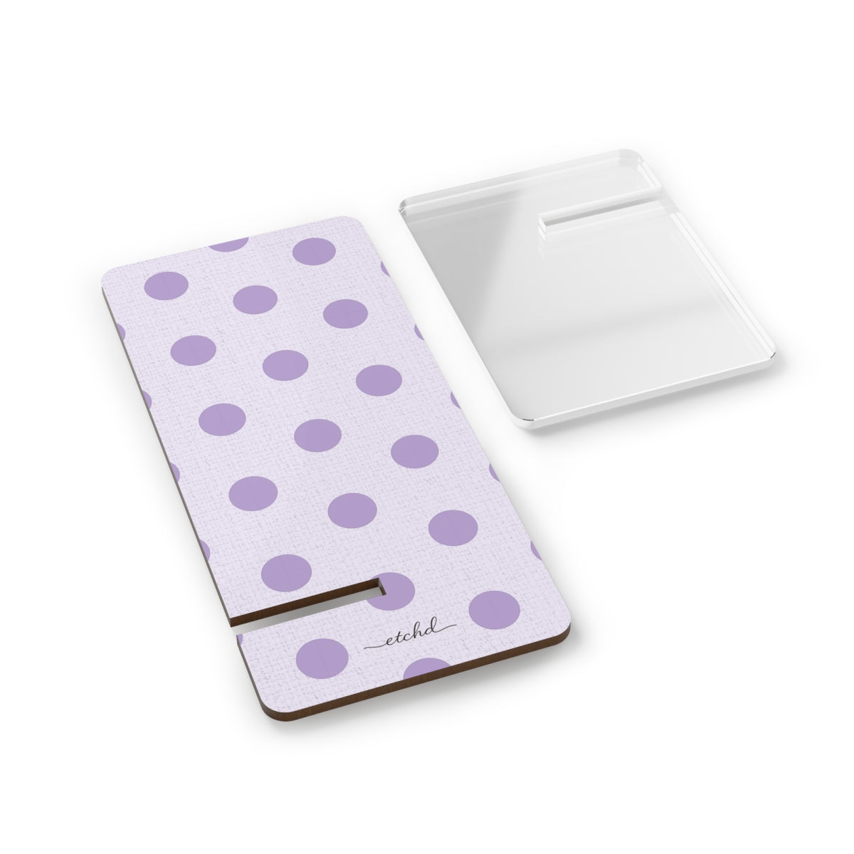 Lilac & Cream Polka Dot Soporte para móvil de etchd, vista 2
