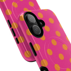 Orange & Pink Polka Dot Magnetic Phone Case by etchd, view 87