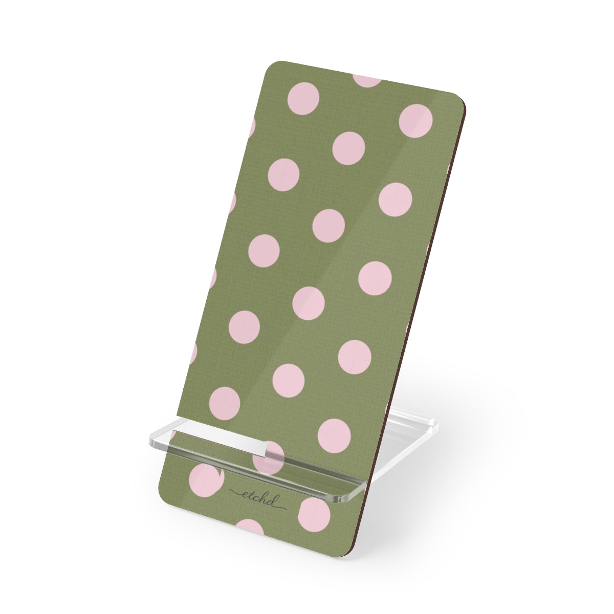 Pink & Green Polka Dot Phone Stand by etchd
