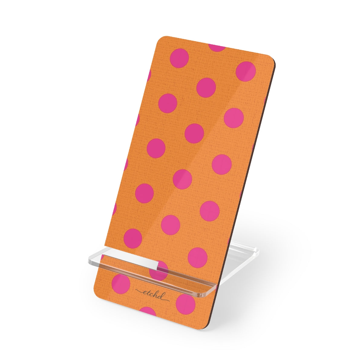 Pink & Orange Polka Dot Phone Stand by etchd