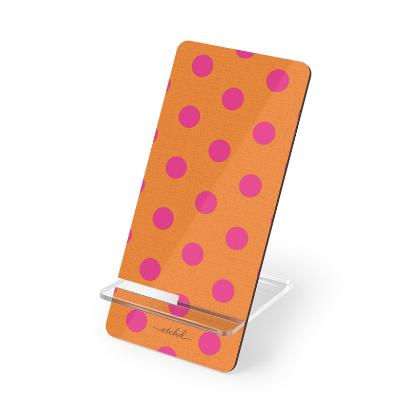Pink & Orange Polka Dot Supporto per telefono di etchd